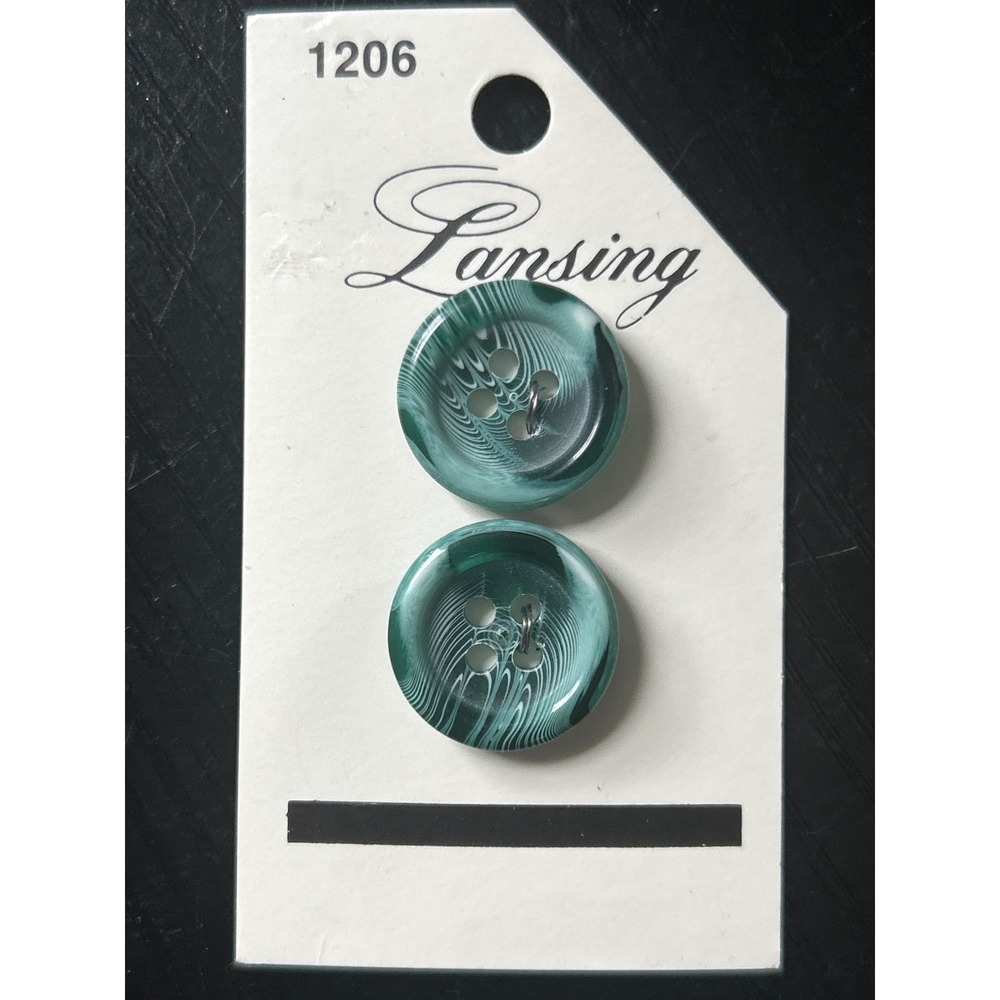 Lansing 1206 Teal Green Swirl Marble 4-Hole Sewing Buttons Set of 2‎